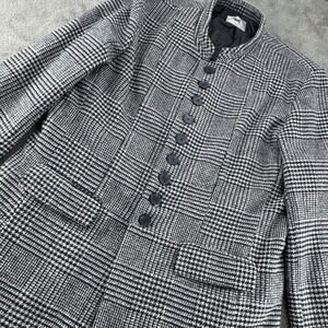 Nearkin Blazer Jacket Womens XXL Black White New Glen Plaid Wool Mandarin Collar